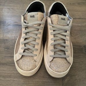 P448 gold and silver sparkle sneakers